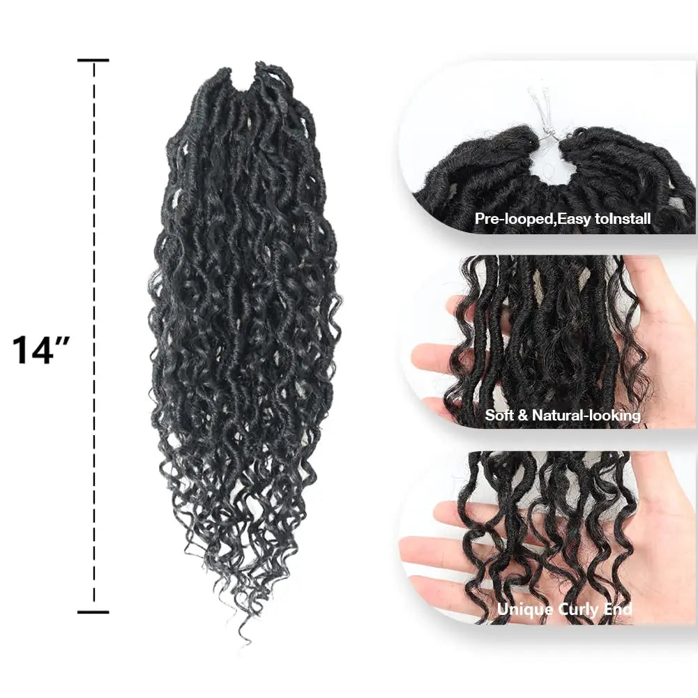 ( US ONLY) FAST SHIPPING GL | Toyotress® Curly Locs Crochet Hair - Natural Black Pre-twisted Faux Locs Crochet Braids, Short Pre-looped Synthetic Braiding Hair Extensions Toyotress